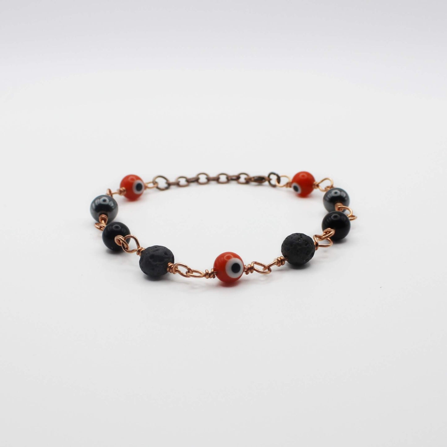 Orange Nazar Evil Eye Amulet Bracelet in Bare Copper