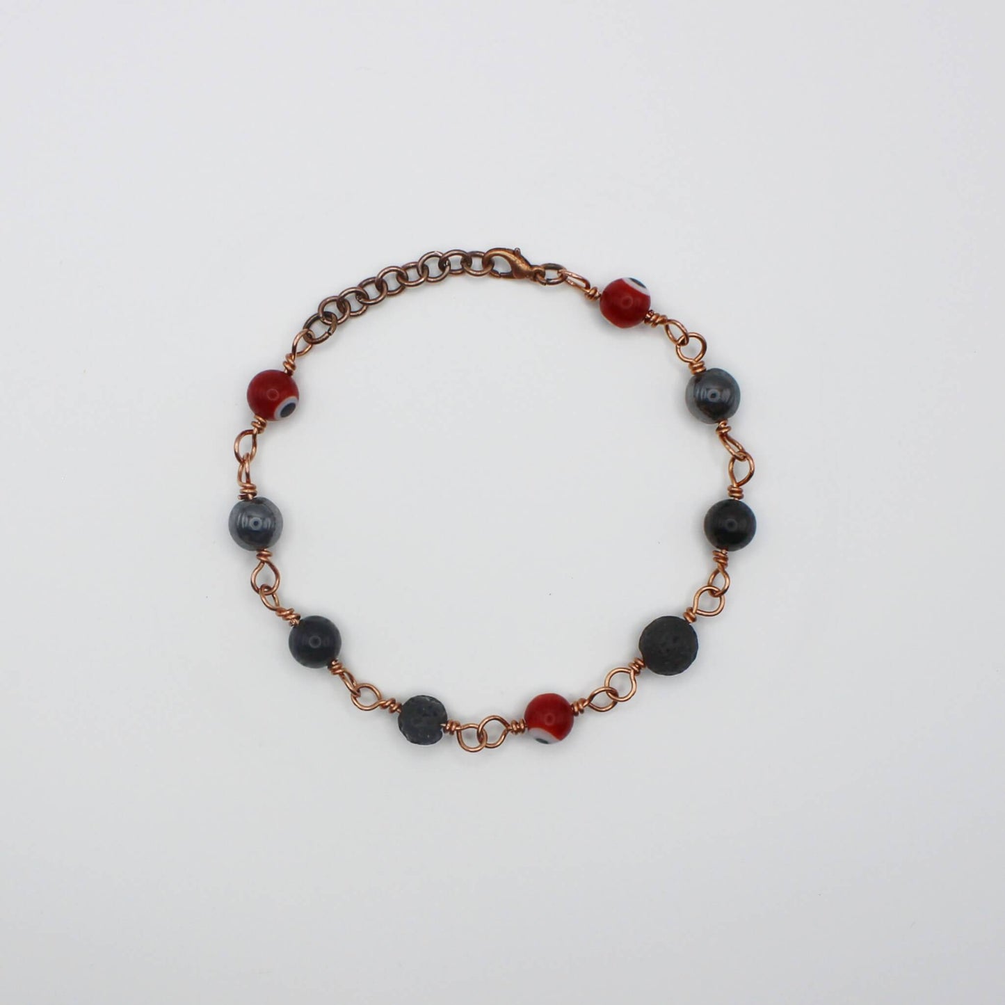 Red Nazar Evil Eye Amulet Bracelet in Bare Copper