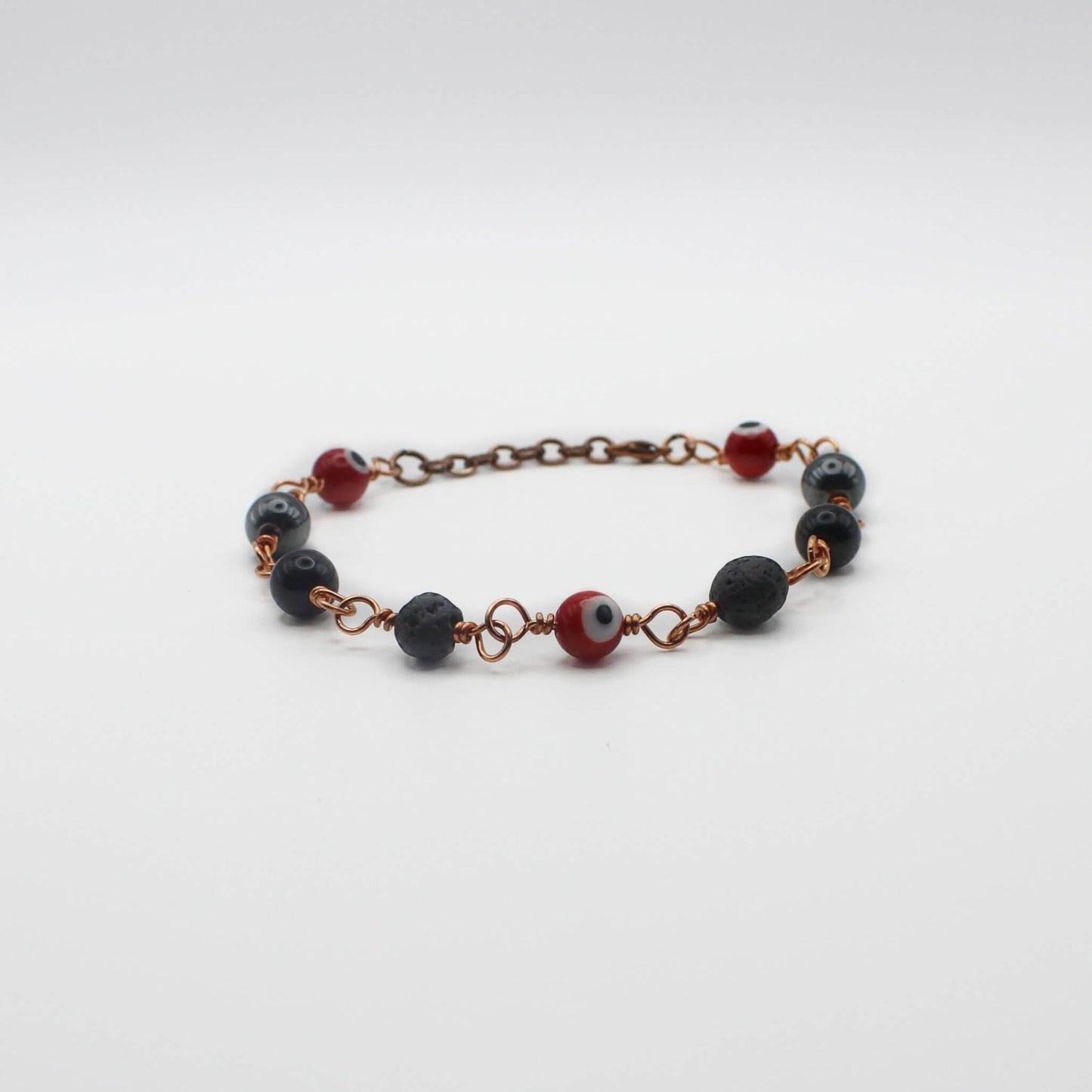 Red Nazar Evil Eye Amulet Bracelet in Bare Copper